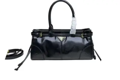 Prada Bonnie Medium Leather Handbag Black