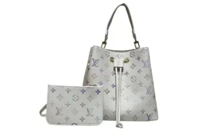 LV NéoNoé MM Bicolor Monogram Empreinte Leather Bag White