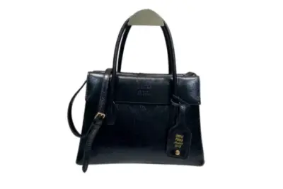 Miu Miu Solitaire Leather Tote Bag Black