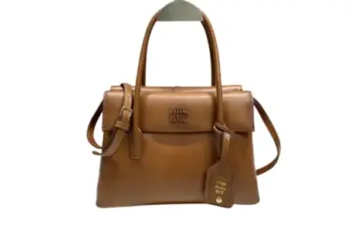 Miu Miu Solitaire Leather Tote Bag Brown