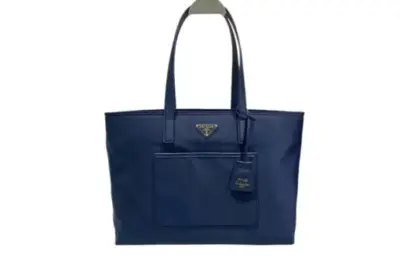 Prada Large Re Edition 1978 Tote Bag Blue Re Nylon Saffiano Leather