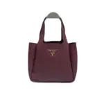 Prada Mini Leather Handbag Burgundy Calfskin