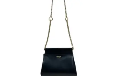 Prada Enchaîné Leather Shoulder Bag Black