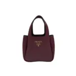 Prada Mini Leather Handbag Burgundy Calf