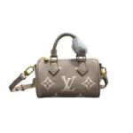 LV Nano Speedy Tourterelle Crème Monogram Empreinte Leather Bag
