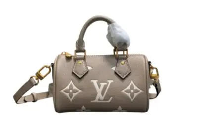 LV Nano Speedy Tourterelle Crème Monogram Empreinte Leather Bag