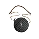 YSL Vinyle Round Camera Bag Black Silver