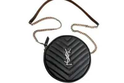 YSL Vinyle Round Camera Bag Black Silver