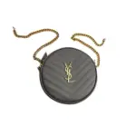 YSL Vinyle Round Camera Bag Brown Black Gold