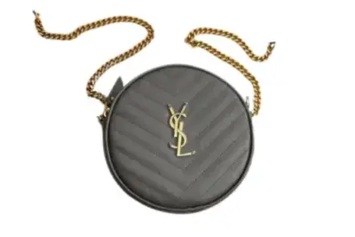 YSL Vinyle Round Camera Bag Brown Black Gold