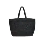 YSL Raffia Logo Tote Bag Black