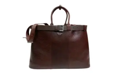 Prada Buckle Leather Handbag Brown