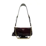 Prada Re Edition 2002 Medium Leather Shoulder Bag Burgundy