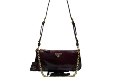 Prada Re Edition 2002 Medium Leather Shoulder Bag Burgundy