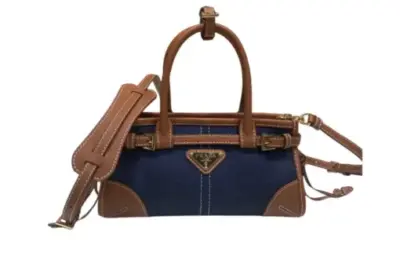 Prada Bonnie Bag Denim Blue Brown