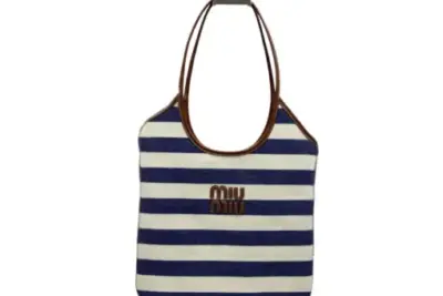 Miu Miu Ivy Denim Tote Bag Blue White