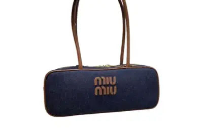 Miu Miu Beau Denim Bag Blue Brandy
