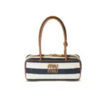 Miu Miu Beau Denim Bag Blue White Brandy