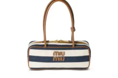 Miu Miu Beau Denim Bag Blue White Brandy