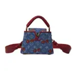 LV Capucines Mini Handbag Blue Denim Red Cherry