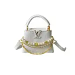 LV Ostrich Capucines Mini Bag White