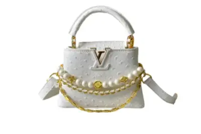 LV Ostrich Capucines Mini Bag White