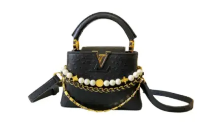 LV Ostrich Capucines Mini Bag Black
