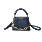 LV Mini Capucines BB Handbag Dark Navy Blue Taurillon Leather