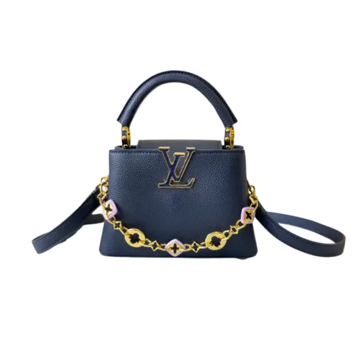 LV Mini Capucines BB Handbag Dark Navy Blue Taurillon Leather