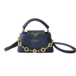 LV Capucines Mini Handbag Dark Navy Blue Taurillon Leather