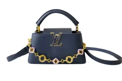 LV Capucines Mini Handbag Dark Navy Blue Taurillon Leather
