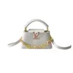 LV Capucines Mini Handbag White Taurillon Leather