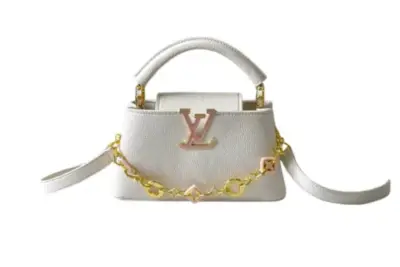 LV Capucines Mini Handbag White Taurillon Leather