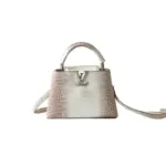 LV Capucines Bag White Pink Crocodile Leather