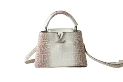 LV Capucines Bag White Pink Crocodile Leather
