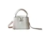 LV Mini Capucines Bag White Pink Crocodile Leather
