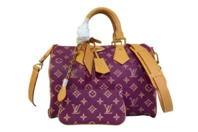 LV Speedy P9 Bandoulière 40 H40 Bag Pink Purple Calfskin