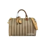LV Speedy P9 Bandoulière 40 H40 Bag Beige And Brown Stripes Calfskin