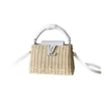 LV Capucines BB Handbag Mini Handwoven Rattan Brown Beige