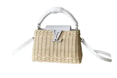 LV Capucines BB Handbag Mini Handwoven Rattan Brown Beige