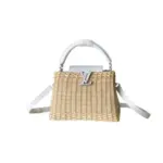 LV Capucines BB Handbag Handwoven Rattan Brown Beige