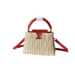 LV Capucines BB Handbag Handwoven Rattan Beige Red