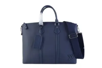 LV Takeoff Briefcase Blue Aerogram Leather Bag