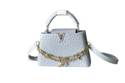 LV Capucines Handbag Light Blue Taurillon Leather