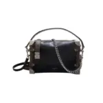 LV Side Trunk MM Bag Black Calfskin Leather