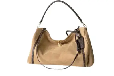 LV Express MM Bag Hazelnut Suede Calfskin Leather