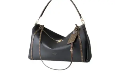 LV Express MM Bag Black Suede Calfskin Leather