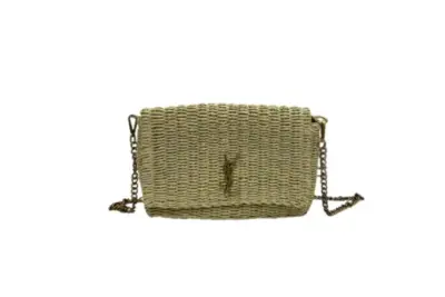 YSL Kate Raffia Shoulder Bag Beige