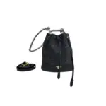 Prada Mini Crochet Leather Bucket Bag Black