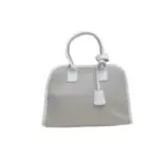 Prada Medium Leather Tote Bag Light Gray